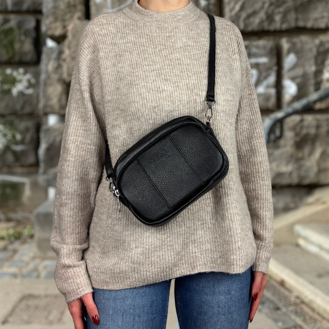 schwarze Crossbody Tasche mit Handyfach MAONI