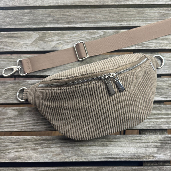 Bauchtasche Cord - Dunkeltaupe