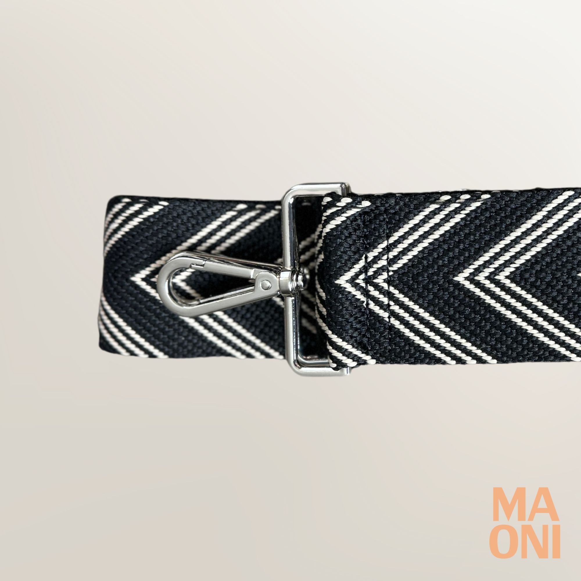 schwarzer Taschengurt mit beige