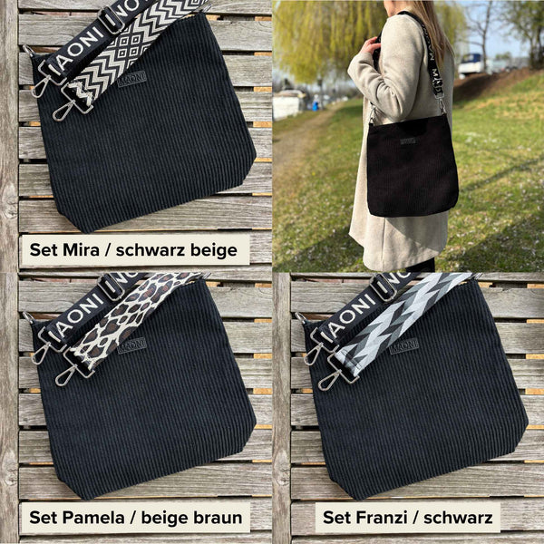 Cord Umhängetasche SET - Schwarz