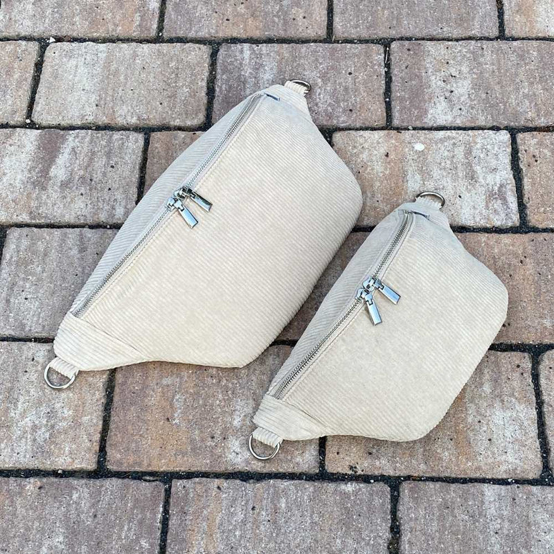 Sac banane en velours côtelé - beige