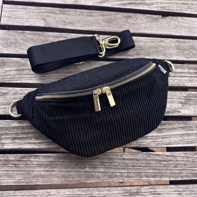 Bauchtasche Cord - Schwarz - GOLD