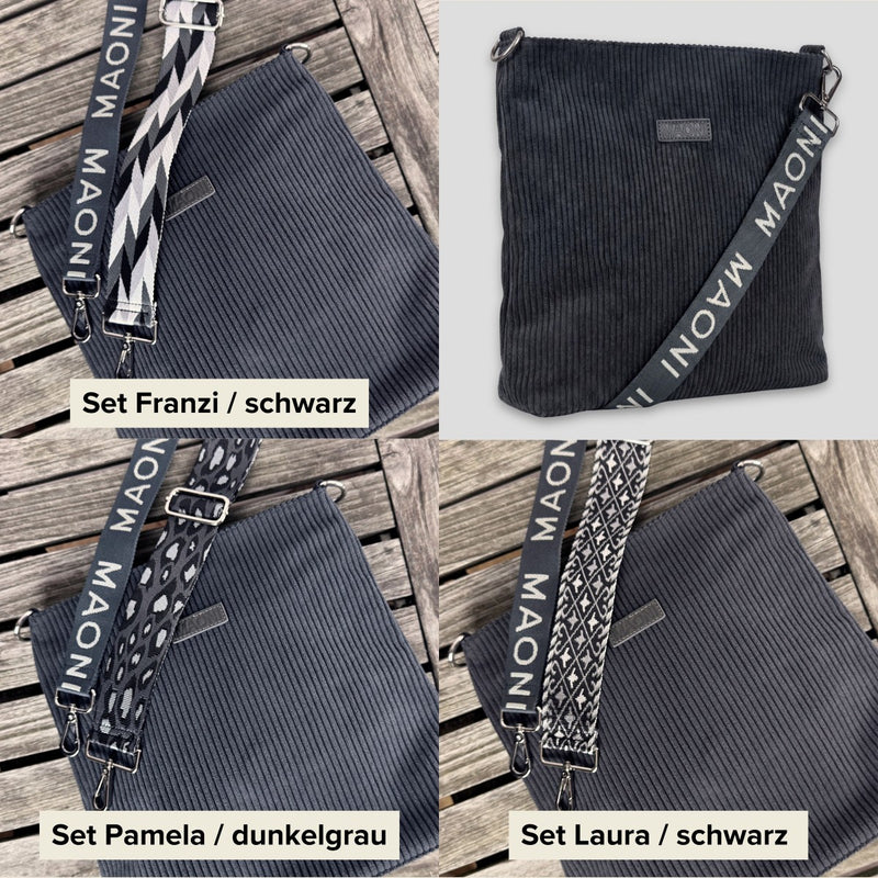 Cord Umhängetasche SET - Dunkelgrau