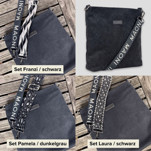 Cord Umhängetasche SET - Dunkelgrau