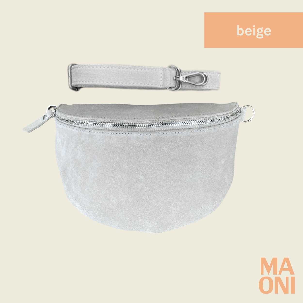 sac banane en daim grand beige