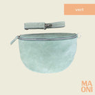sac banane en daim grand vert