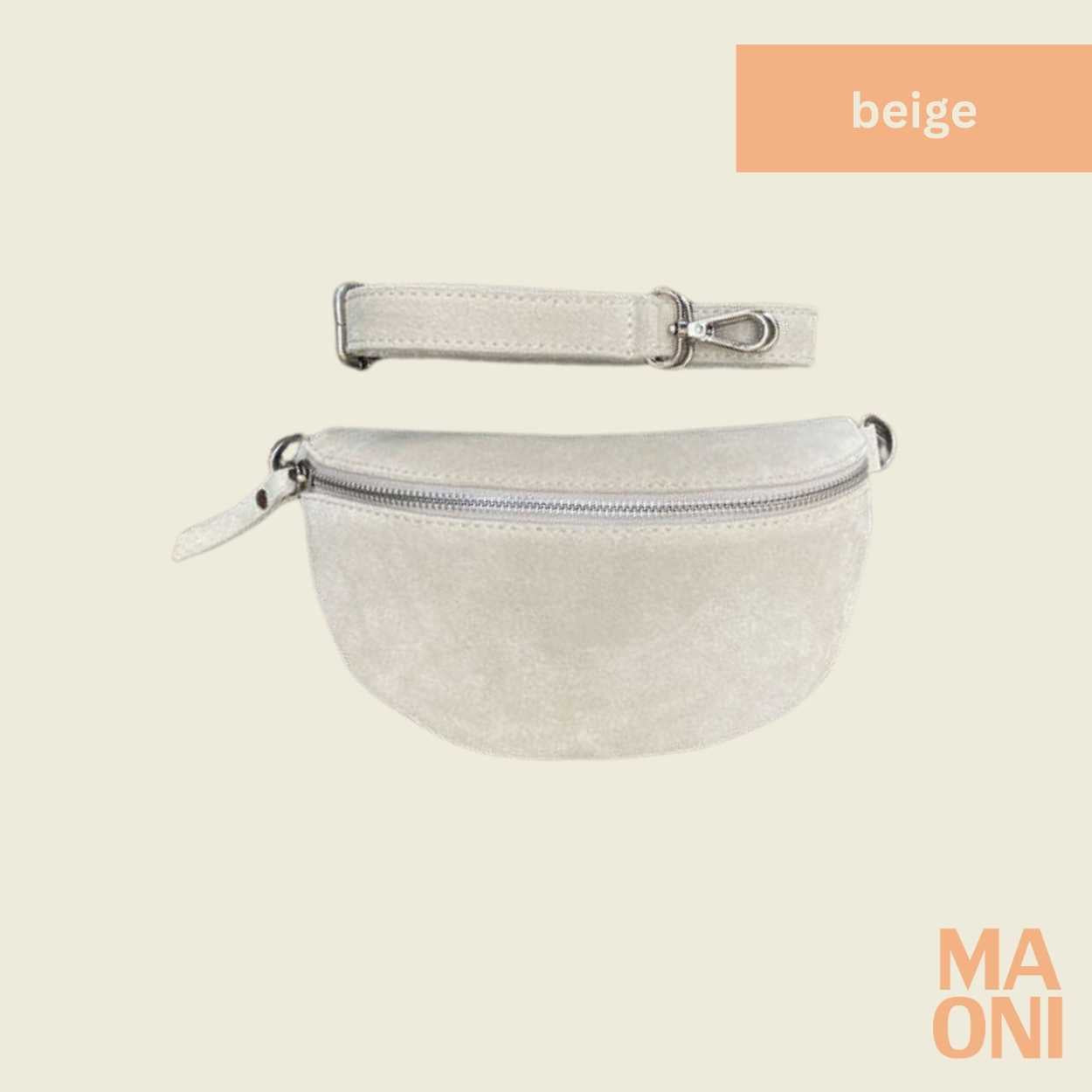 sac banane en daim petit beige