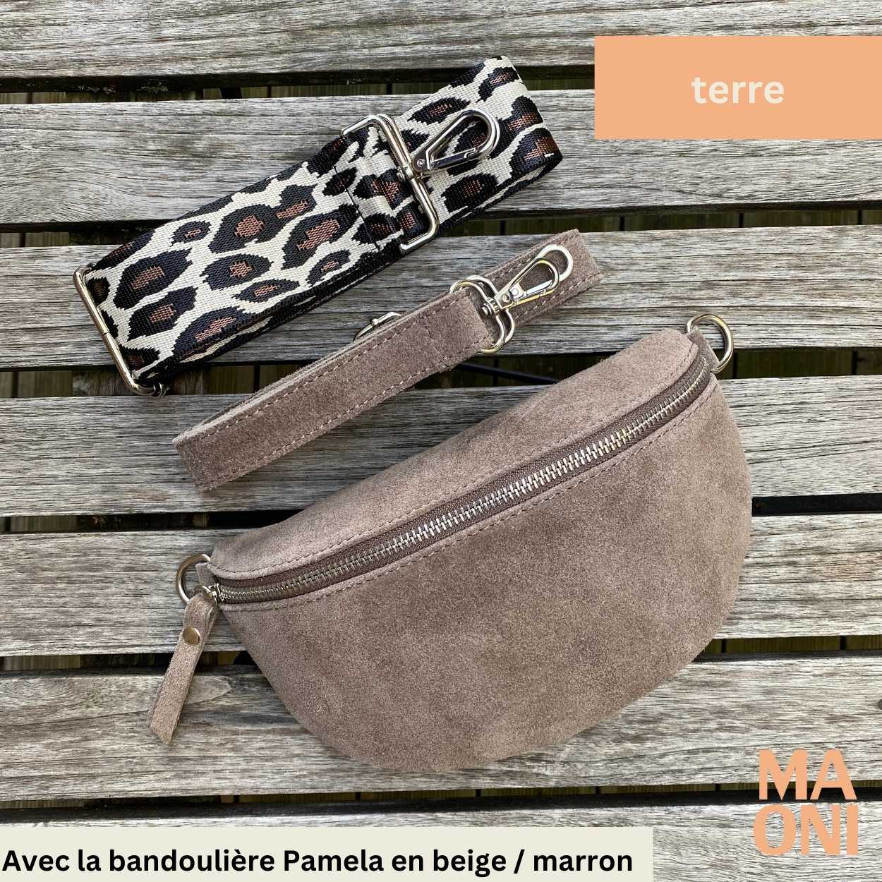 Sac banane daim petit terre avec bandoulière pamela