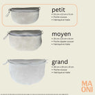 sac banane en daim tailles detail