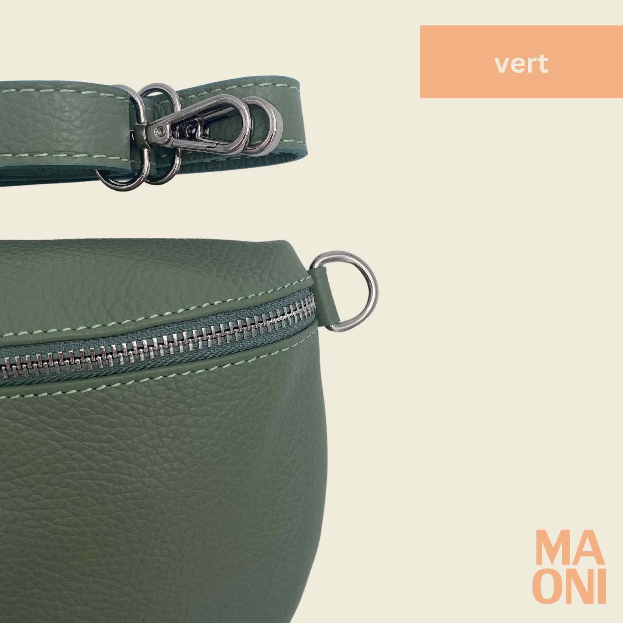 Sac banane en cuir vert ENORA - Paiement 4 fois